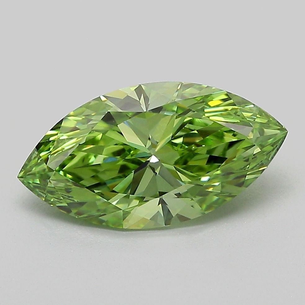 Loose Diamond - MARQUISE 2.01ct Fancy Vivid Green VVS2: Loose Diamond - MARQUISE 2.01ct Fancy Vivid Green VVS2 Source: This is a real non-mined Diamond that has been grown in a lab Shape: MARQUISE Carats: 2.01 Color: Fancy Vivid Green Certification: IGI Vi