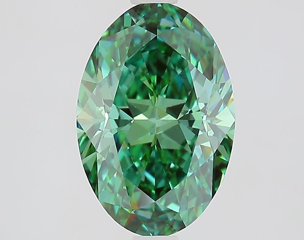 Loose Diamond - OVAL 2.03ct Fancy Vivid Green VS1: Loose Diamond - OVAL 2.03ct Fancy Vivid Green VS1 Source: This is a real non-mined Diamond that has been grown in a lab Shape: OVAL Carats: 2.03 Color: Fancy Vivid Green Certification: IGI Video: