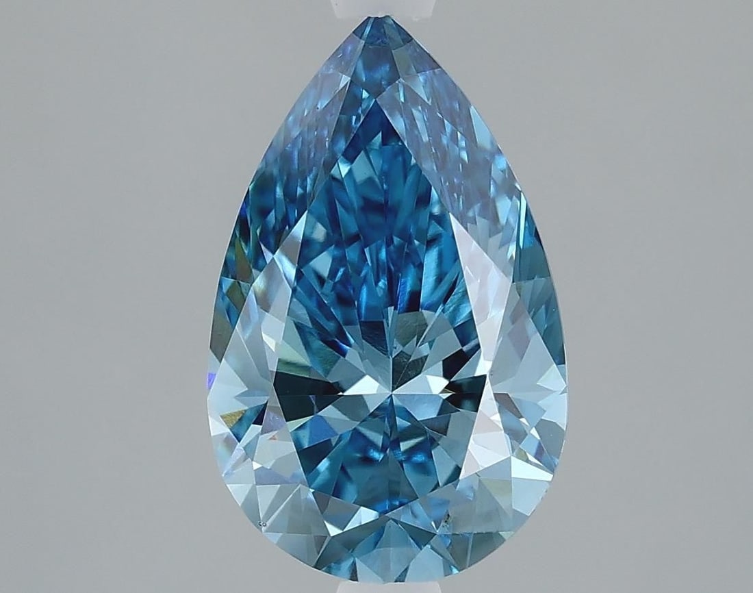 Loose Diamond - PEAR 1.97ct Fancy Vivid Blue VS1: Loose Diamond - PEAR 1.97ct Fancy Vivid Blue VS1 Source: This is a real non-mined Diamond that has been grown in a lab Shape: PEAR Carats: 1.97 Color: Fancy Vivid Blue Certification: IGI Video: