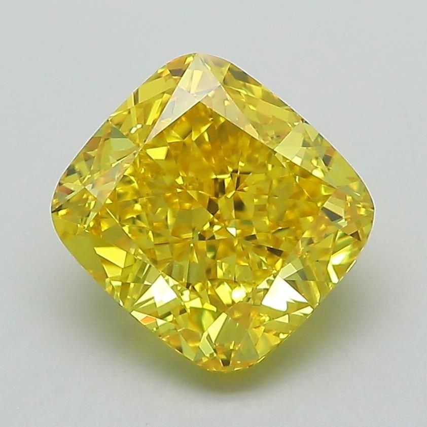 Loose Diamond - CUSHION MODIFIED 2.53ct Fancy Vivid Yellow VVS1: Loose Diamond - CUSHION MODIFIED 2.53ct Fancy Vivid Yellow VVS1 Source: This is a real non-mined Diamond that has been grown in a lab Shape: CUSHION MODIFIED Carats: 2.53 Color: Fancy Vivid Yellow Cer
