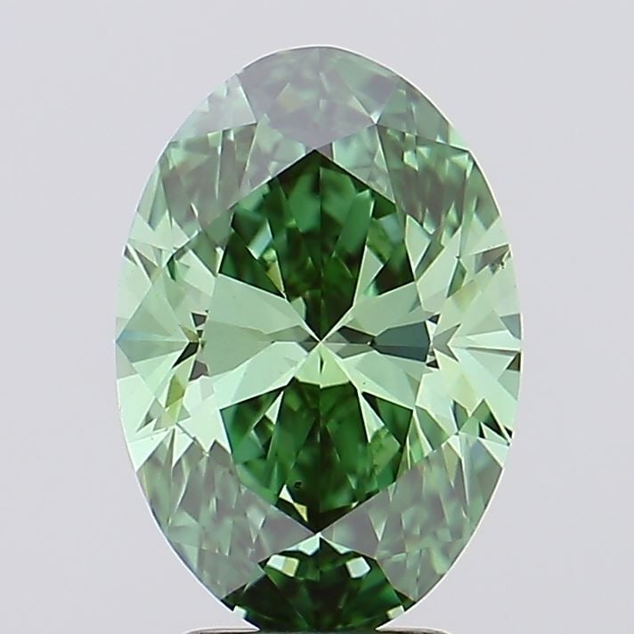 Loose Diamond - OVAL 2.34ct Fancy Vivid Green VS1: Loose Diamond - OVAL 2.34ct Fancy Vivid Green VS1 Source: This is a real non-mined Diamond that has been grown in a lab Shape: OVAL Carats: 2.34 Color: Fancy Vivid Green Certification: IGI Video: