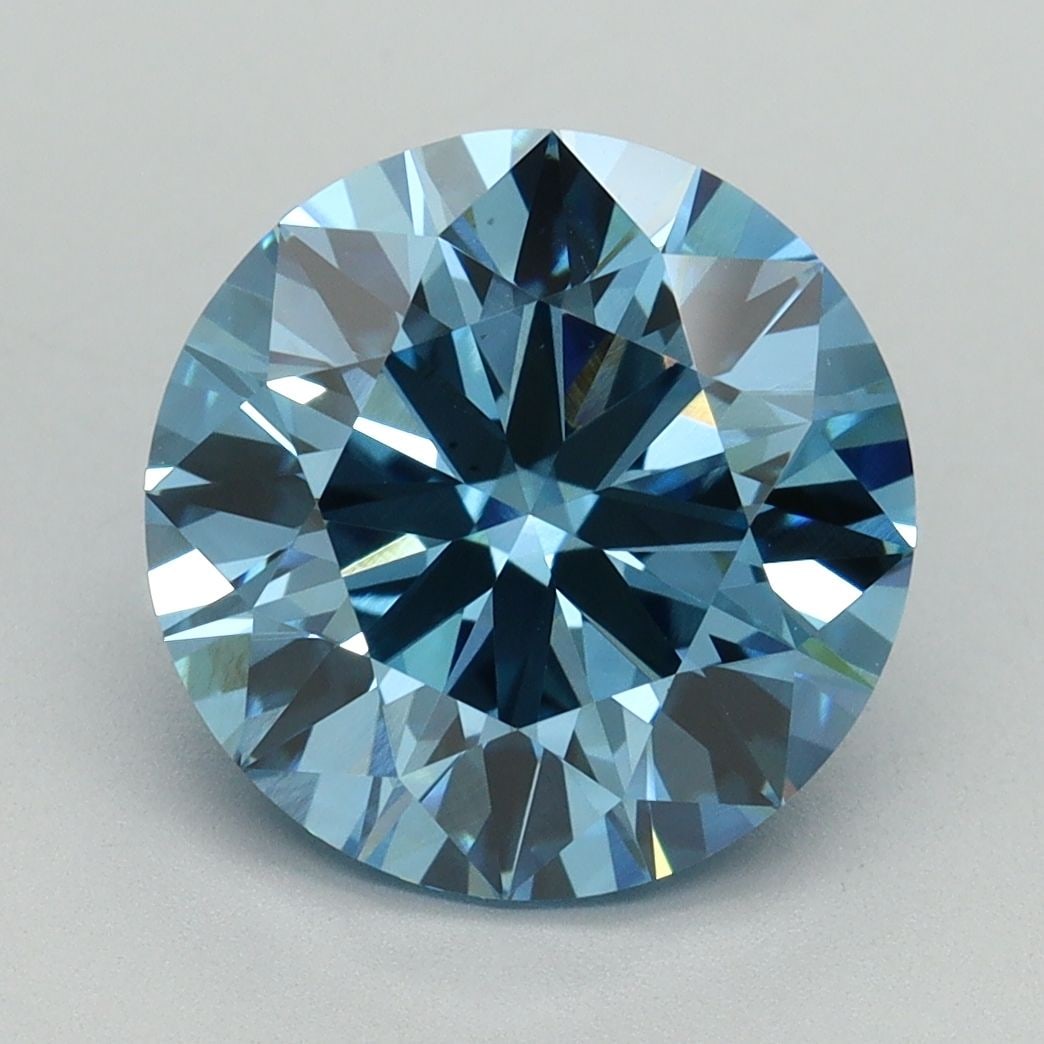Ideal Loose Diamond - ROUND 4.02ct Fancy Vivid Blue VS1: Ideal Loose Diamond - ROUND 4.02ct Fancy Vivid Blue VS1 Source: This is a real non-mined Diamond that has been grown in a lab Shape: ROUND Carats: 4.02 Color: Fancy Vivid Blue Certification: IGI Video