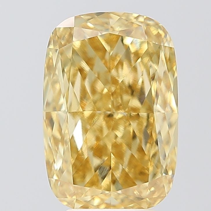 Loose Diamond - CUSHION MODIFIED 5.05ct Fancy Intense Yellow VVS2: Loose Diamond - CUSHION MODIFIED 5.05ct Fancy Intense Yellow VVS2 Source: This is a real non-mined Diamond that has been grown in a lab Shape: CUSHION MODIFIED Carats: 5.05 Color: Fancy Intense