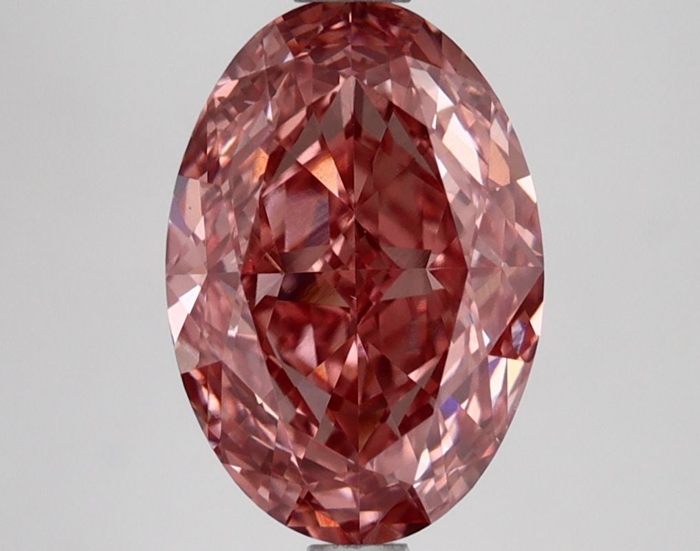 Loose Diamond - OVAL 3.16ct Fancy Vivid Brownish Pink VS1: Loose Diamond - OVAL 3.16ct Fancy Vivid Brownish Pink VS1 Source: This is a real non-mined Diamond that has been grown in a lab Shape: OVAL Carats: 3.16 Color: Fancy Vivid Brownish Pink Certification: