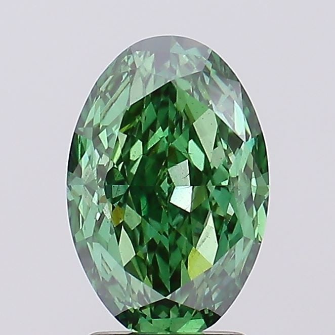 Loose Diamond - OVAL 2.22ct Fancy Vivid Green SI1: Loose Diamond - OVAL 2.22ct Fancy Vivid Green SI1 Source: This is a real non-mined Diamond that has been grown in a lab Shape: OVAL Carats: 2.22 Color: Fancy Vivid Green Certification: IGI Video:
