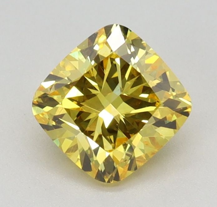 Loose Diamond - CUSHION BRILLIANT 0.73ct Fancy Intense Yellow VVS2: Loose Diamond - CUSHION BRILLIANT 0.73ct Fancy Intense Yellow VVS2 Source: This is a real non-mined Diamond that has been grown in a lab Shape: CUSHION BRILLIANT Carats: 0.73 Color: Fancy Intense Yell