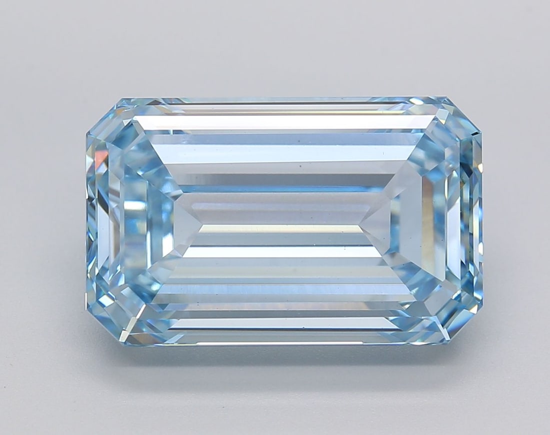 Loose Diamond - EMERALD 10.21ct Fancy Intense Blue VS1: Loose Diamond - EMERALD 10.21ct Fancy Intense Blue VS1 Source: This is a real non-mined Diamond that has been grown in a lab Shape: EMERALD Carats: 10.21 Color: Fancy Intense Blue Certification: IGI V