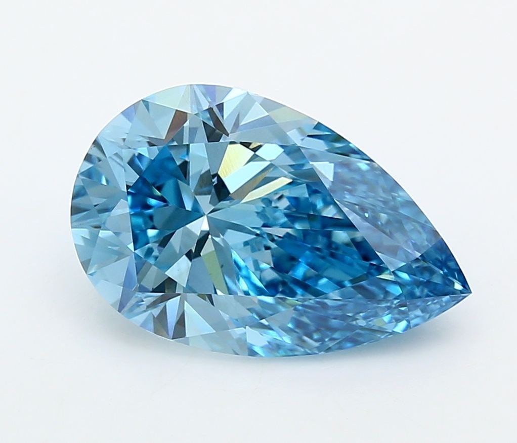 Loose Diamond - PEAR 5.05ct Fancy Vivid Blue VVS2: Loose Diamond - PEAR 5.05ct Fancy Vivid Blue VVS2 Source: This is a real non-mined Diamond that has been grown in a lab Shape: PEAR Carats: 5.05 Color: Fancy Vivid Blue Certification: IGI Video: