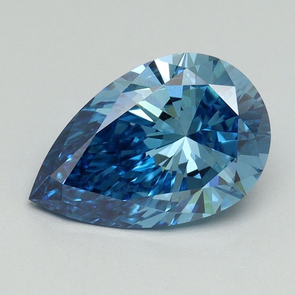 Loose Diamond - PEAR 2.09ct Fancy Vivid Blue VS2: Loose Diamond - PEAR 2.09ct Fancy Vivid Blue VS2 Source: This is a real non-mined Diamond that has been grown in a lab Shape: PEAR Carats: 2.09 Color: Fancy Vivid Blue Certification: IGI Video: