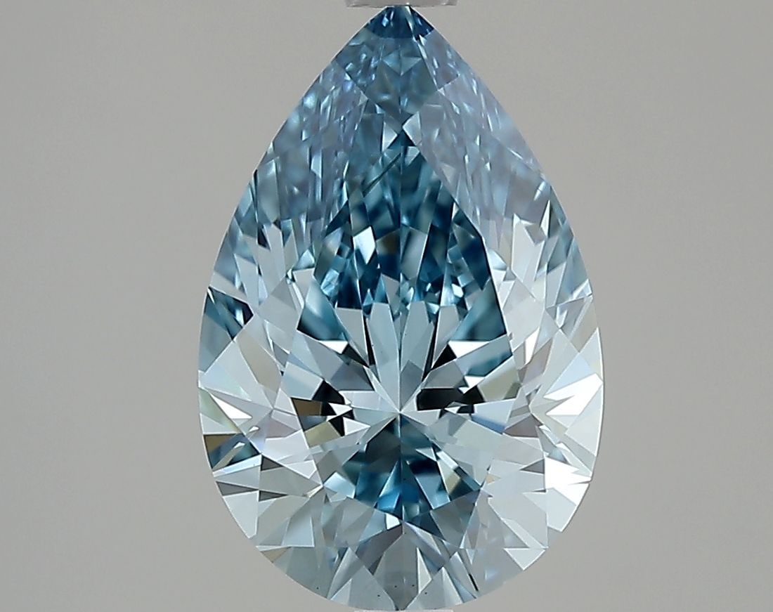 Loose Diamond - PEAR 2.3ct Fancy Vivid Blue VS1: Loose Diamond - PEAR 2.3ct Fancy Vivid Blue VS1 Source: This is a real non-mined Diamond that has been grown in a lab Shape: PEAR Carats: 2.3 Color: Fancy Vivid Blue Certification: IGI Video: