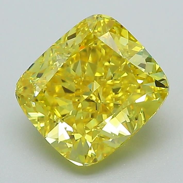 Loose Diamond - CUSHION MODIFIED 2.02ct Fancy Vivid Yellow VS1: Loose Diamond - CUSHION MODIFIED 2.02ct Fancy Vivid Yellow VS1 Source: This is a real non-mined Diamond that has been grown in a lab Shape: CUSHION MODIFIED Carats: 2.02 Color: Fancy Vivid Yellow Cert