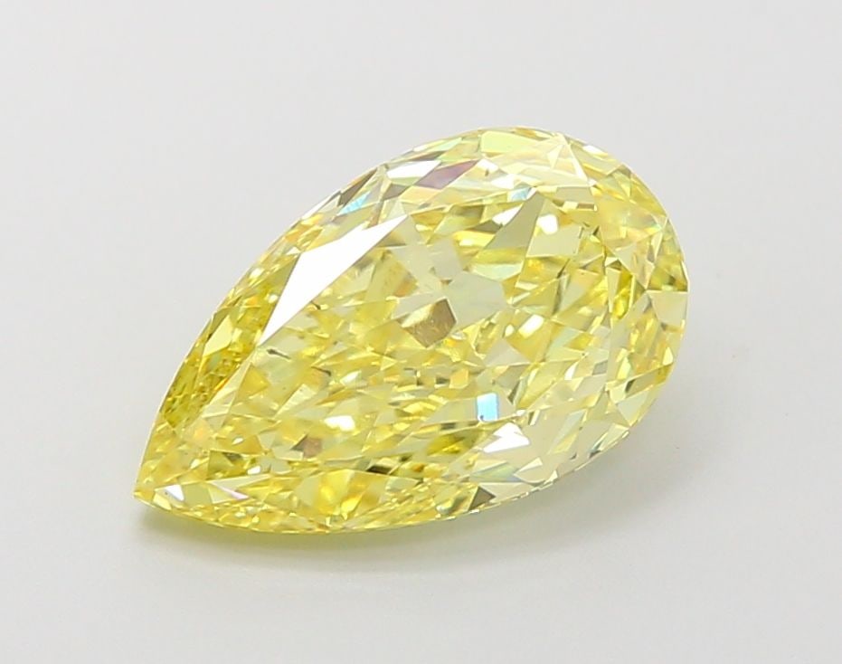 Loose Diamond - PEAR 2.98ct Fancy Vivid Yellow VS2: Loose Diamond - PEAR 2.98ct Fancy Vivid Yellow VS2 Source: This is a real non-mined Diamond that has been grown in a lab Shape: PEAR Carats: 2.98 Color: Fancy Vivid Yellow Certification: IGI Video: