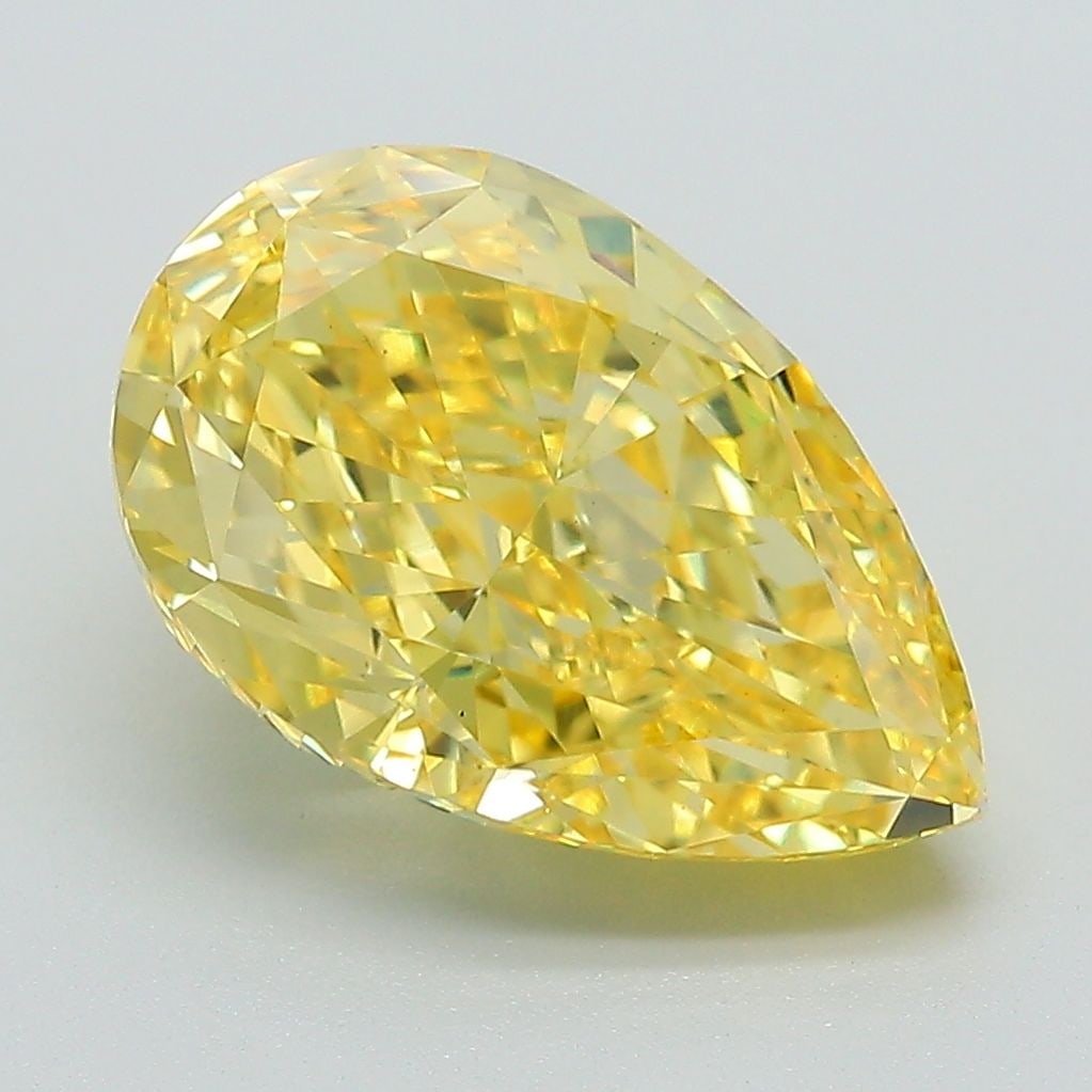 Loose Diamond - PEAR 4.08ct Fancy Vivid Yellow VS1: Loose Diamond - PEAR 4.08ct Fancy Vivid Yellow VS1 Source: This is a real non-mined Diamond that has been grown in a lab Shape: PEAR Carats: 4.08 Color: Fancy Vivid Yellow Certification: IGI Video:
