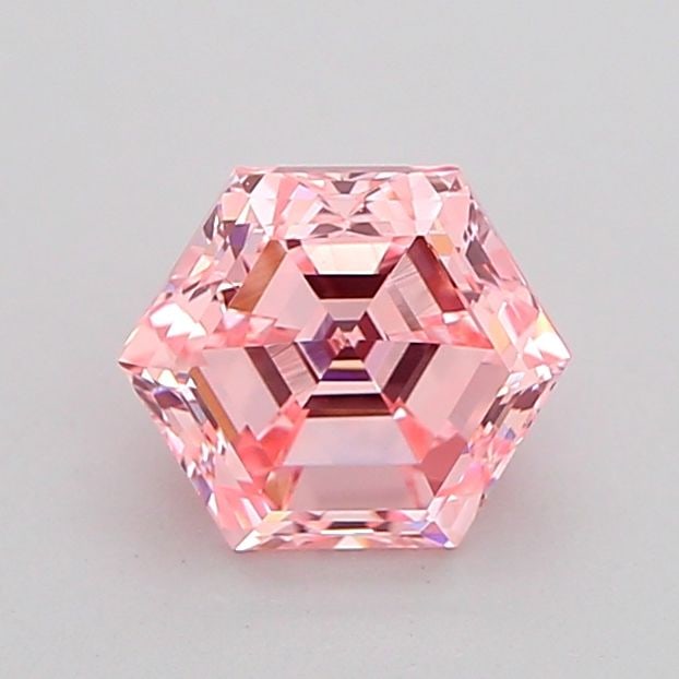 Loose Diamond - HEXAGONAL 0.98ct Fancy Vivid Pink VS1: Loose Diamond - HEXAGONAL 0.98ct Fancy Vivid Pink VS1 Source: This is a real non-mined Diamond that has been grown in a lab Shape: HEXAGONAL Carats: 0.98 Color: Fancy Vivid Pink Certification: IGI Vid