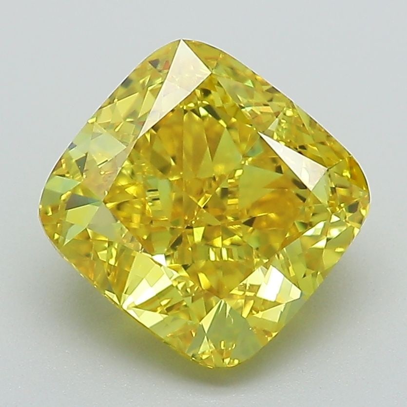 Loose Diamond - CUSHION MODIFIED 3.09ct Fancy Vivid Yellow VS1: Loose Diamond - CUSHION MODIFIED 3.09ct Fancy Vivid Yellow VS1 Source: This is a real non-mined Diamond that has been grown in a lab Shape: CUSHION MODIFIED Carats: 3.09 Color: Fancy Vivid Yellow Cert