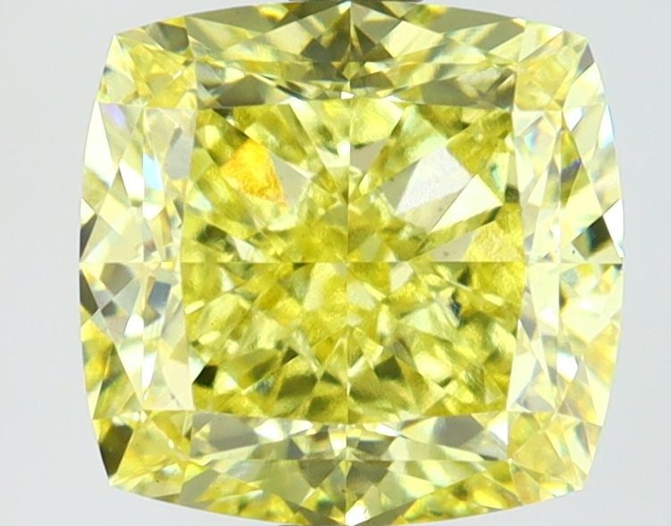 Loose Diamond - CUSHION MODIFIED 3.52ct Fancy Vivid Yellow VS1: Loose Diamond - CUSHION MODIFIED 3.52ct Fancy Vivid Yellow VS1 Source: This is a real non-mined Diamond that has been grown in a lab Shape: CUSHION MODIFIED Carats: 3.52 Color: Fancy Vivid Yellow Cert
