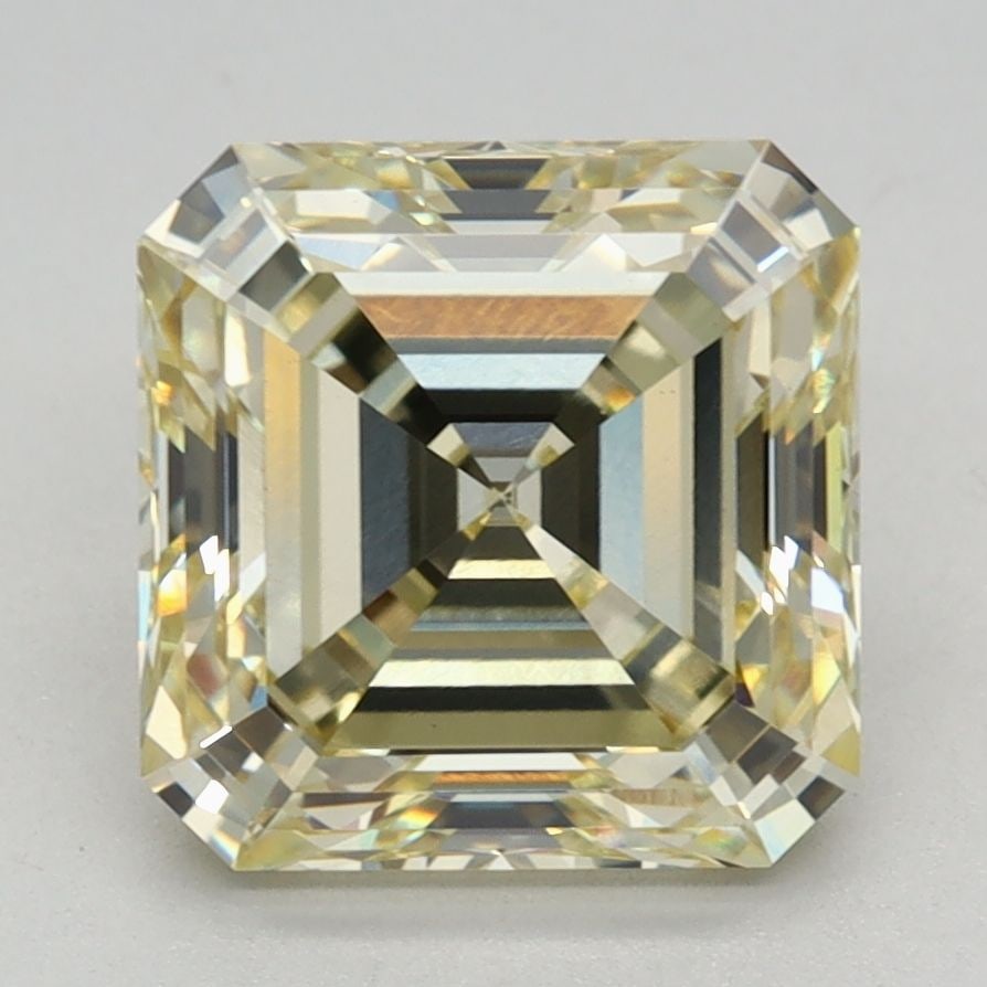 Loose Diamond - ASSCHER 2.65ct Fancy Light Yellow VS1: Loose Diamond - ASSCHER 2.65ct Fancy Light Yellow VS1 Source: This is a real non-mined Diamond that has been grown in a lab Shape: ASSCHER Carats: 2.65 Color: Fancy Light Yellow Certification: IGI Vid