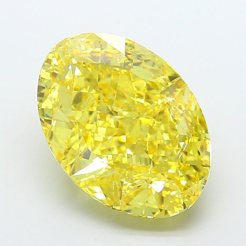 Loose Diamond - OVAL 9.13ct Fancy Vivid Yellow VS1: Loose Diamond - OVAL 9.13ct Fancy Vivid Yellow VS1 Source: This is a real non-mined Diamond that has been grown in a lab Shape: OVAL Carats: 9.13 Color: Fancy Vivid Yellow Certification: IGI Video: