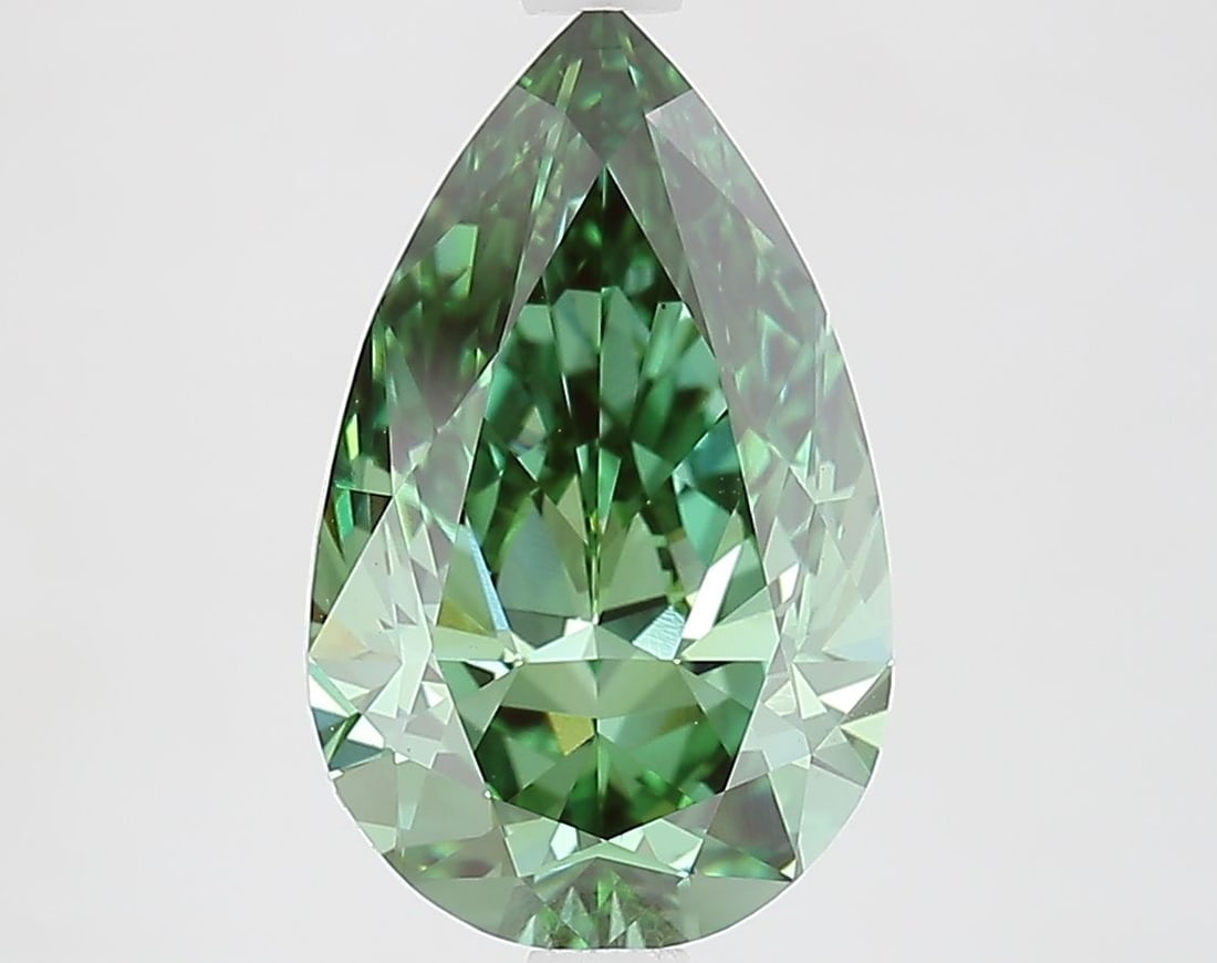 Loose Diamond - PEAR 2.91ct Fancy Vivid Green VS1: Loose Diamond - PEAR 2.91ct Fancy Vivid Green VS1 Source: This is a real non-mined Diamond that has been grown in a lab Shape: PEAR Carats: 2.91 Color: Fancy Vivid Green Certification: IGI Video: