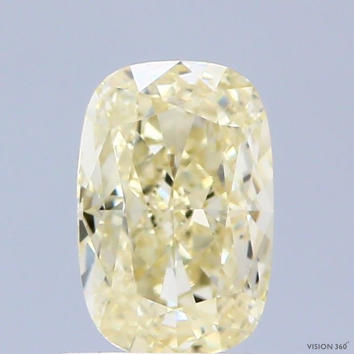 Loose Diamond - CUSHION MODIFIED 1.04ct Fancy Light Yellow VVS2: Loose Diamond - CUSHION MODIFIED 1.04ct Fancy Light Yellow VVS2 Source: This is a real non-mined Diamond that has been grown in a lab Shape: CUSHION MODIFIED Carats: 1.04 Color: Fancy Light Yellow Cer