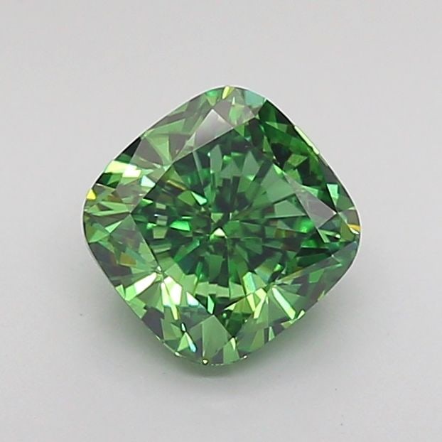Loose Diamond - CUSHION MODIFIED 1.06ct Fancy Vivid Green VVS2: Loose Diamond - CUSHION MODIFIED 1.06ct Fancy Vivid Green VVS2 Source: This is a real non-mined Diamond that has been grown in a lab Shape: CUSHION MODIFIED Carats: 1.06 Color: Fancy Vivid Green Certi