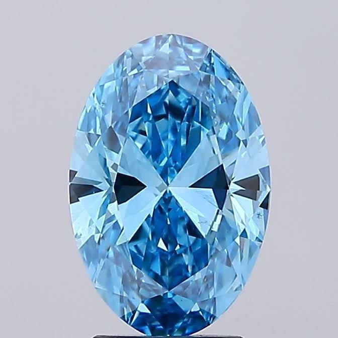 Loose Diamond - OVAL 2.56ct Fancy Vivid Blue VS1: Loose Diamond - OVAL 2.56ct Fancy Vivid Blue VS1 Source: This is a real non-mined Diamond that has been grown in a lab Shape: OVAL Carats: 2.56 Color: Fancy Vivid Blue Certification: IGI Video: