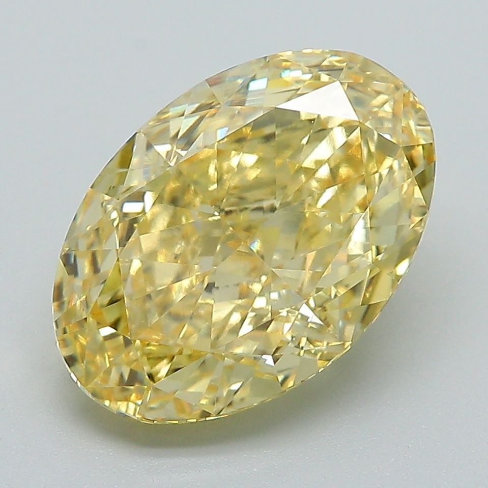 Loose Diamond - OVAL 4.21ct Fancy Vivid Yellow VVS2: Loose Diamond - OVAL 4.21ct Fancy Vivid Yellow VVS2 Source: This is a real non-mined Diamond that has been grown in a lab Shape: OVAL Carats: 4.21 Color: Fancy Vivid Yellow Certification: IGI Video: