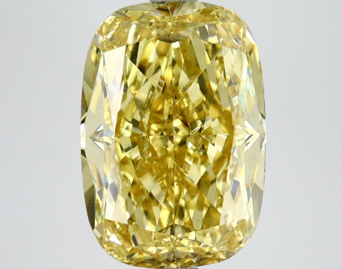 Loose Diamond - CUSHION MODIFIED 4.7ct Fancy Vivid Yellow VS2: Loose Diamond - CUSHION MODIFIED 4.7ct Fancy Vivid Yellow VS2 Source: This is a real non-mined Diamond that has been grown in a lab Shape: CUSHION MODIFIED Carats: 4.7 Color: Fancy Vivid Yellow Certif