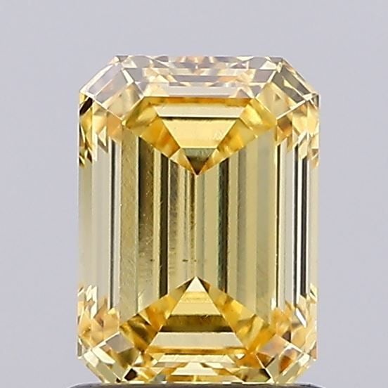 Loose Diamond - EMERALD 1.06ct Fancy Intense Yellow VS1: Loose Diamond - EMERALD 1.06ct Fancy Intense Yellow VS1 Source: This is a real non-mined Diamond that has been grown in a lab Shape: EMERALD Carats: 1.06 Color: Fancy Intense Yellow Certification: IGI