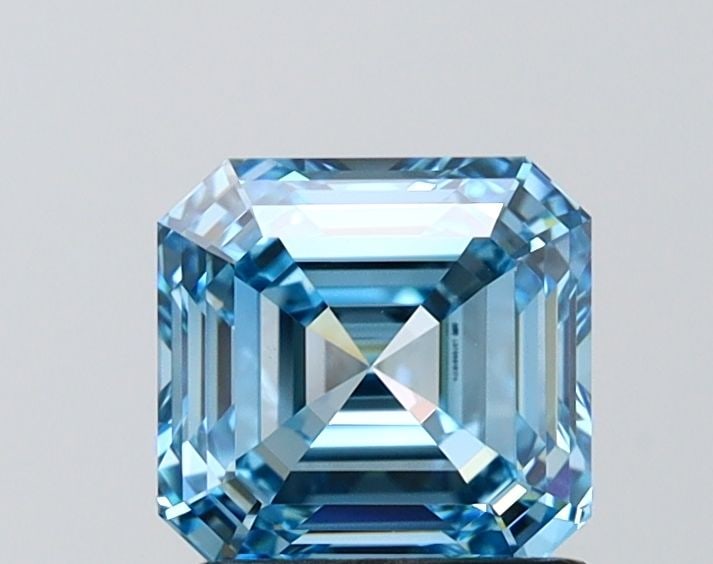 Loose Diamond - ASSCHER 1.45ct Fancy Vivid Blue VVS2: Loose Diamond - ASSCHER 1.45ct Fancy Vivid Blue VVS2 Source: This is a real non-mined Diamond that has been grown in a lab Shape: ASSCHER Carats: 1.45 Color: Fancy Vivid Blue Certification: IGI Video:
