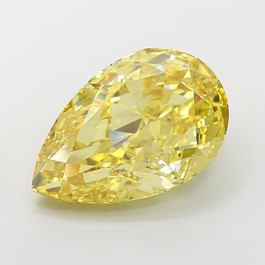 Loose Diamond - PEAR 8.05ct Fancy Intense Yellow VVS2: Loose Diamond - PEAR 8.05ct Fancy Intense Yellow VVS2 Source: This is a real non-mined Diamond that has been grown in a lab Shape: PEAR Carats: 8.05 Color: Fancy Intense Yellow Certification: IGI Vide