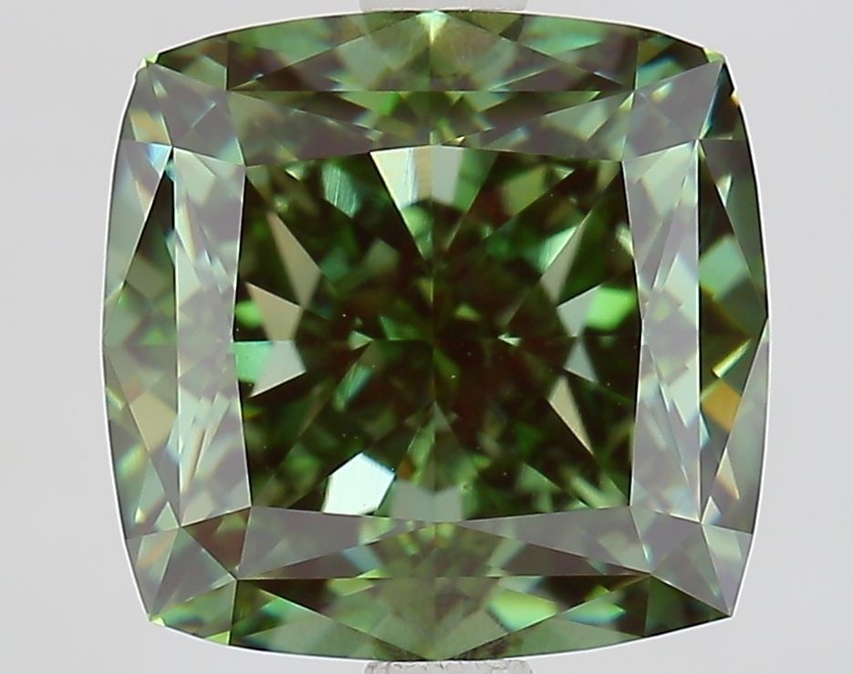 Loose Diamond - CUSHION MODIFIED 4.03ct Fancy Vivid Green VVS2: Loose Diamond - CUSHION MODIFIED 4.03ct Fancy Vivid Green VVS2 Source: This is a real non-mined Diamond that has been grown in a lab Shape: CUSHION MODIFIED Carats: 4.03 Color: Fancy Vivid Green Certi