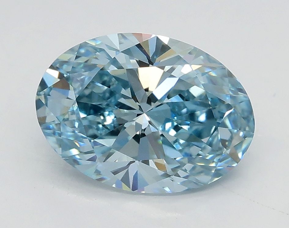 Loose Diamond - OVAL 2.01ct Fancy Intense Greenish Blue VS1: Loose Diamond - OVAL 2.01ct Fancy Intense Greenish Blue VS1 Source: This is a real non-mined Diamond that has been grown in a lab Shape: OVAL Carats: 2.01 Color: Fancy Intense Greenish Blue Certificat