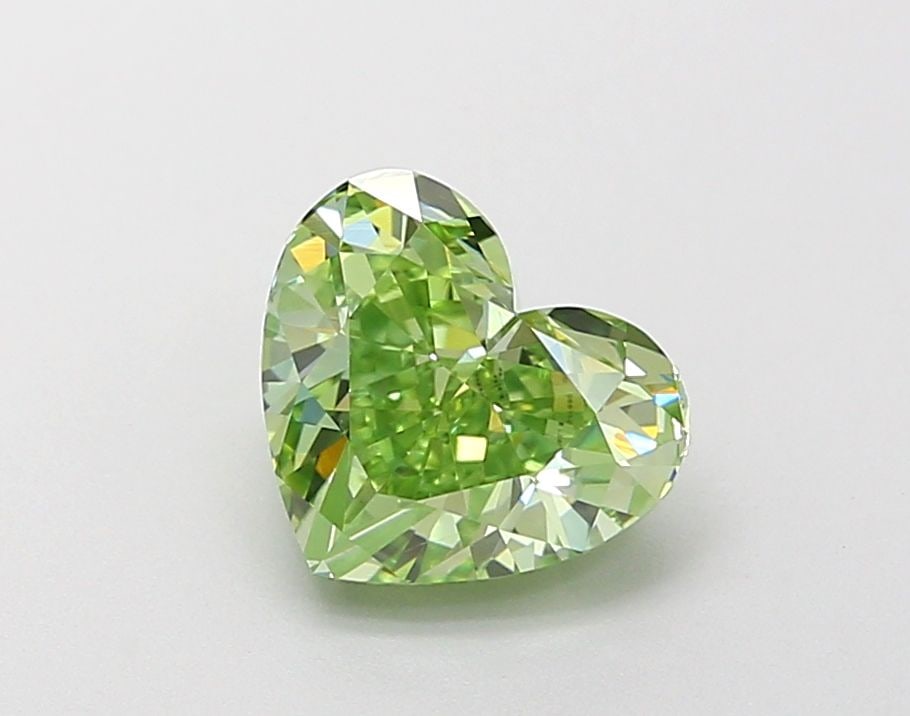 Loose Diamond - HEART 1.62ct Fancy Vivid Green VS1: Loose Diamond - HEART 1.62ct Fancy Vivid Green VS1 Source: This is a real non-mined Diamond that has been grown in a lab Shape: HEART Carats: 1.62 Color: Fancy Vivid Green Certification: IGI Video: