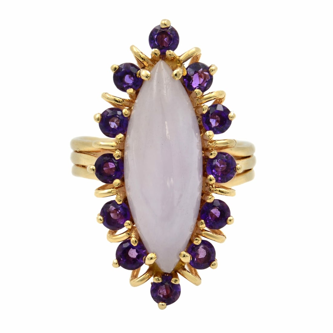Rachel Koen 14K Gold Amethyst Chalcedony Cocktail Ring Size 6 (1 of 5)