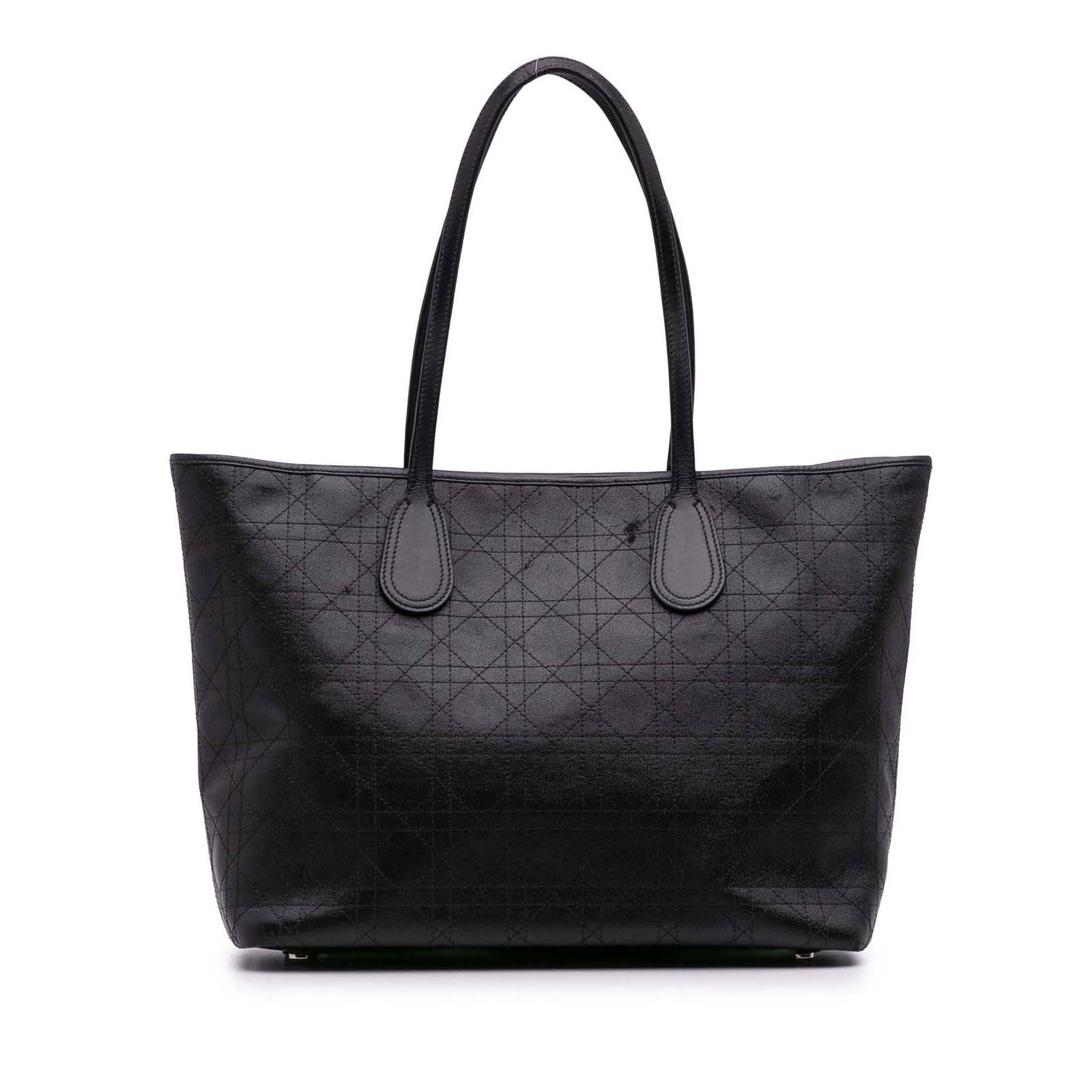 Dior Medium Cannage Panarea Tote Black Coated Canvas Bag: Dior Medium Cannage Panarea Tote Black Coated Canvas Bag The Dior Medium Coated Canvas Cannage Panarea Tote is a stylish and versatile bag crafted from durable coated canvas, featuring flat leather sh