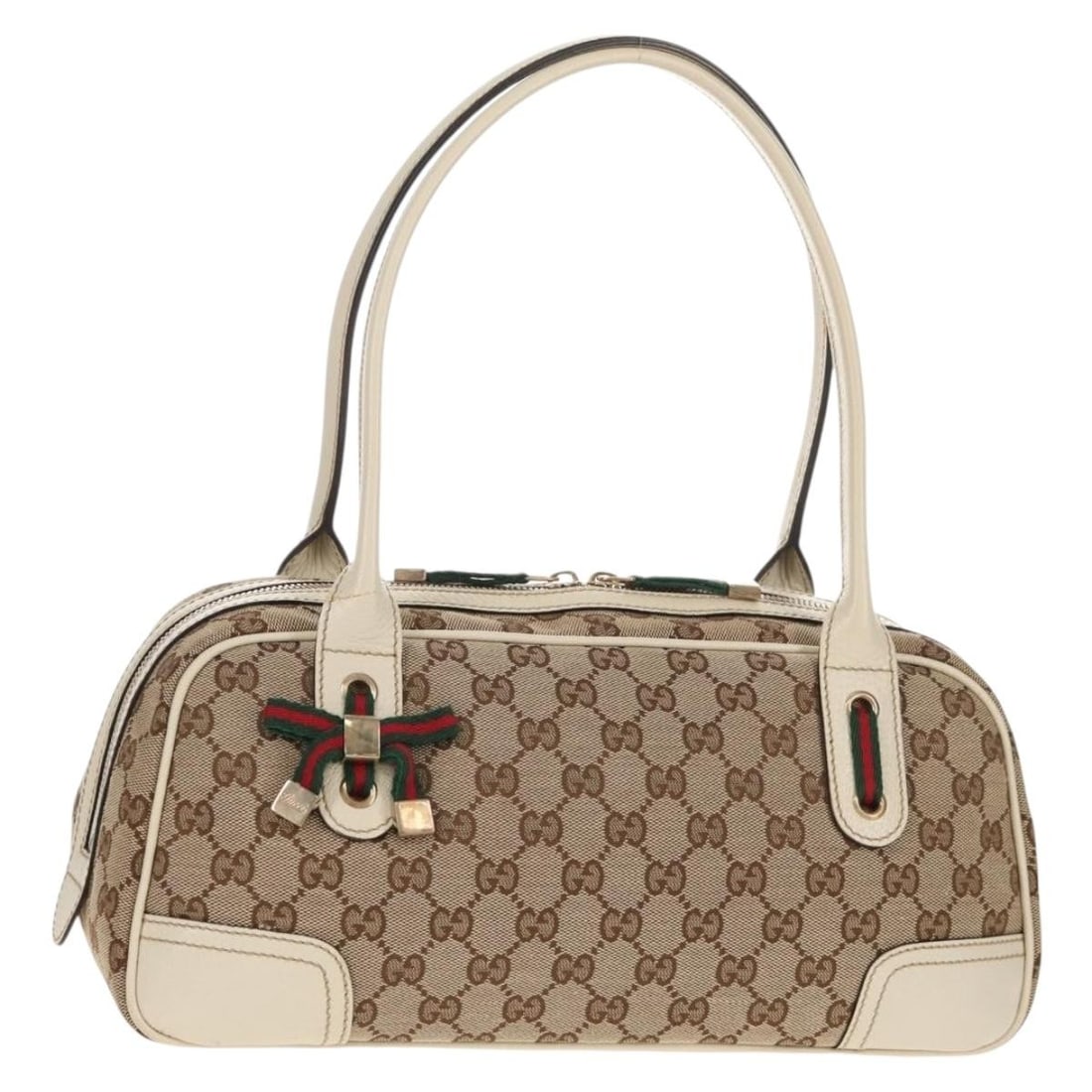 GUCCI Sherry Line Beige Gold GG Canvas Hand Bag 161720 Auth (1 of 18)