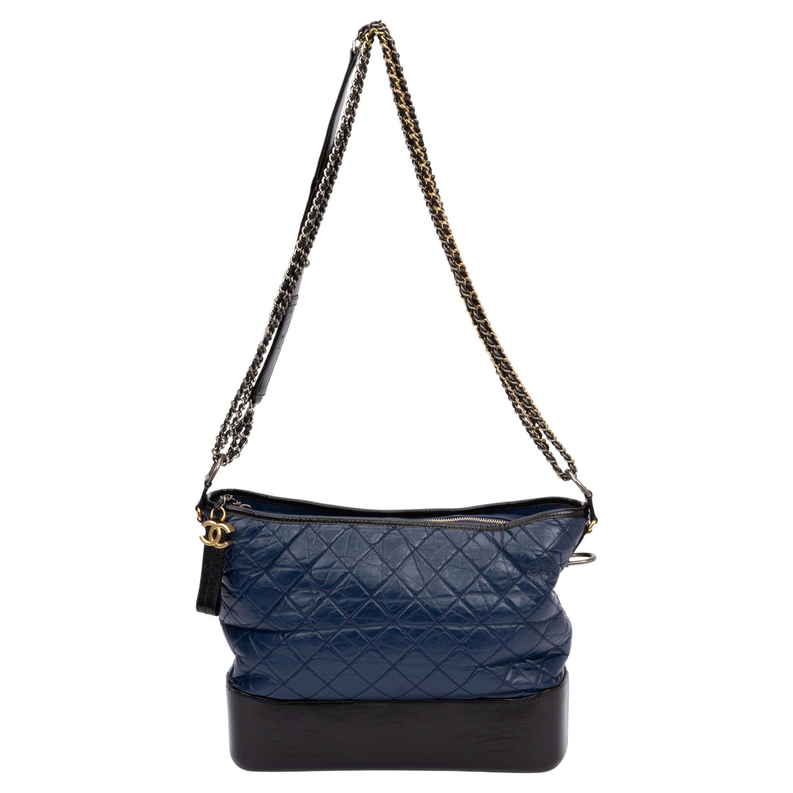 Chanel Large Gabrielle Bag Blue Black Leather Gold Ruthenium Hardware (1 of 8)