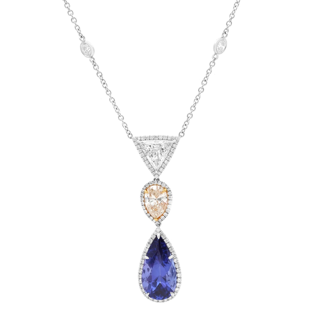 Rachel Koen GIA Certified 10.34Cttw Tanzanite Diamond Pendant Necklace 18K White Gold (1 of 6)