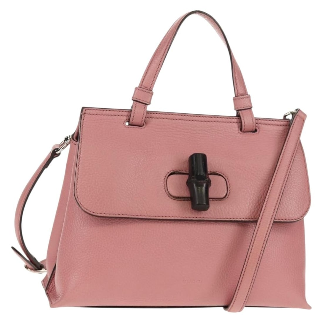 GUCCI Daily Bamboo Pink Leather Shoulder Bag 370831 527066 Auth (1 of 18)