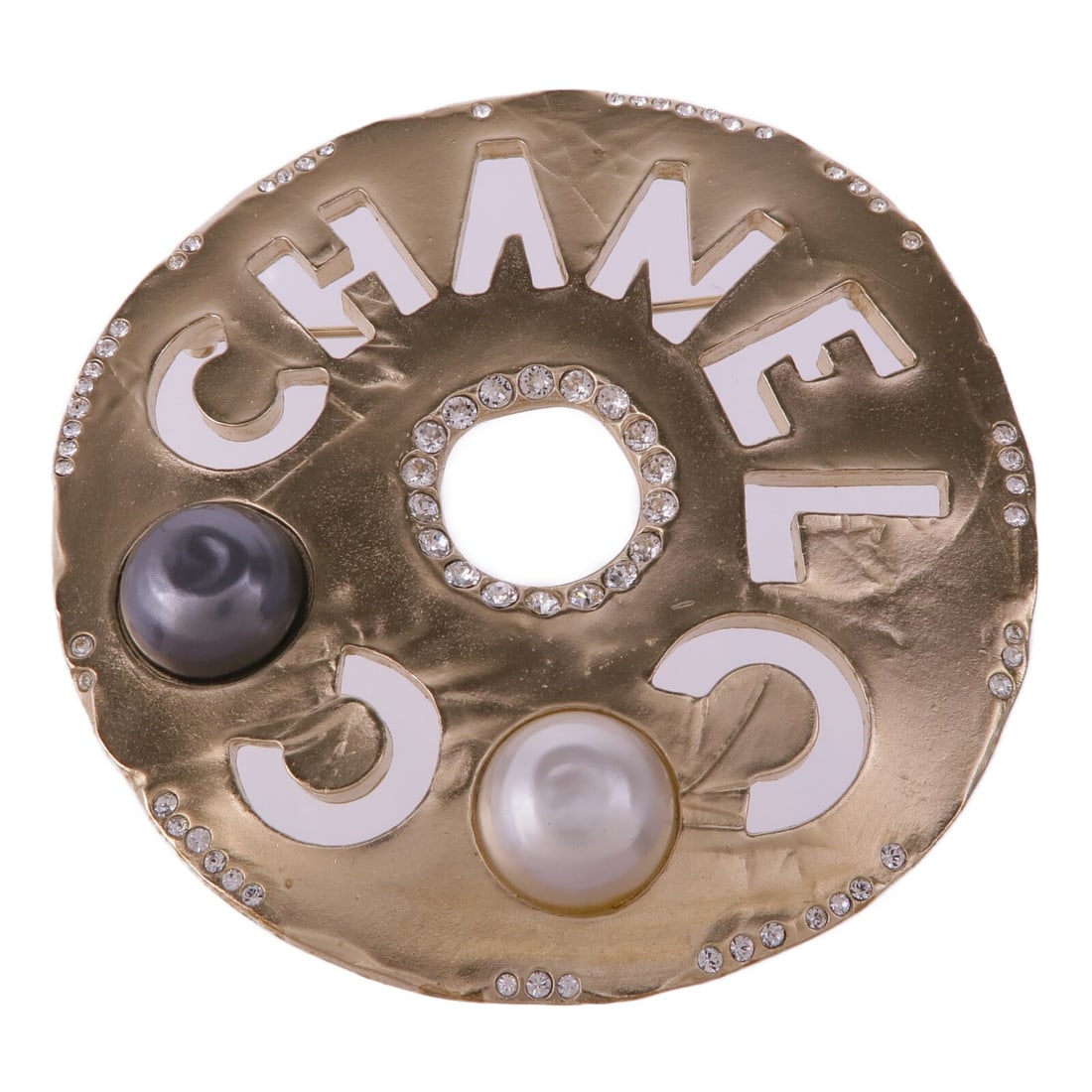 CHANEL Gold CC Brooch Authentic France (1 of 9)