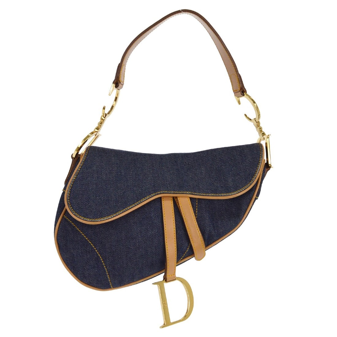 Vintage Christian Dior Saddle Handbag in Navy and Beige: Vintage Christian Dior Saddle Handbag in Navy and Beige This Christian Dior vintage Saddle bag features a navy and beige color scheme. The exterior is in good condition with minor dirt present on the