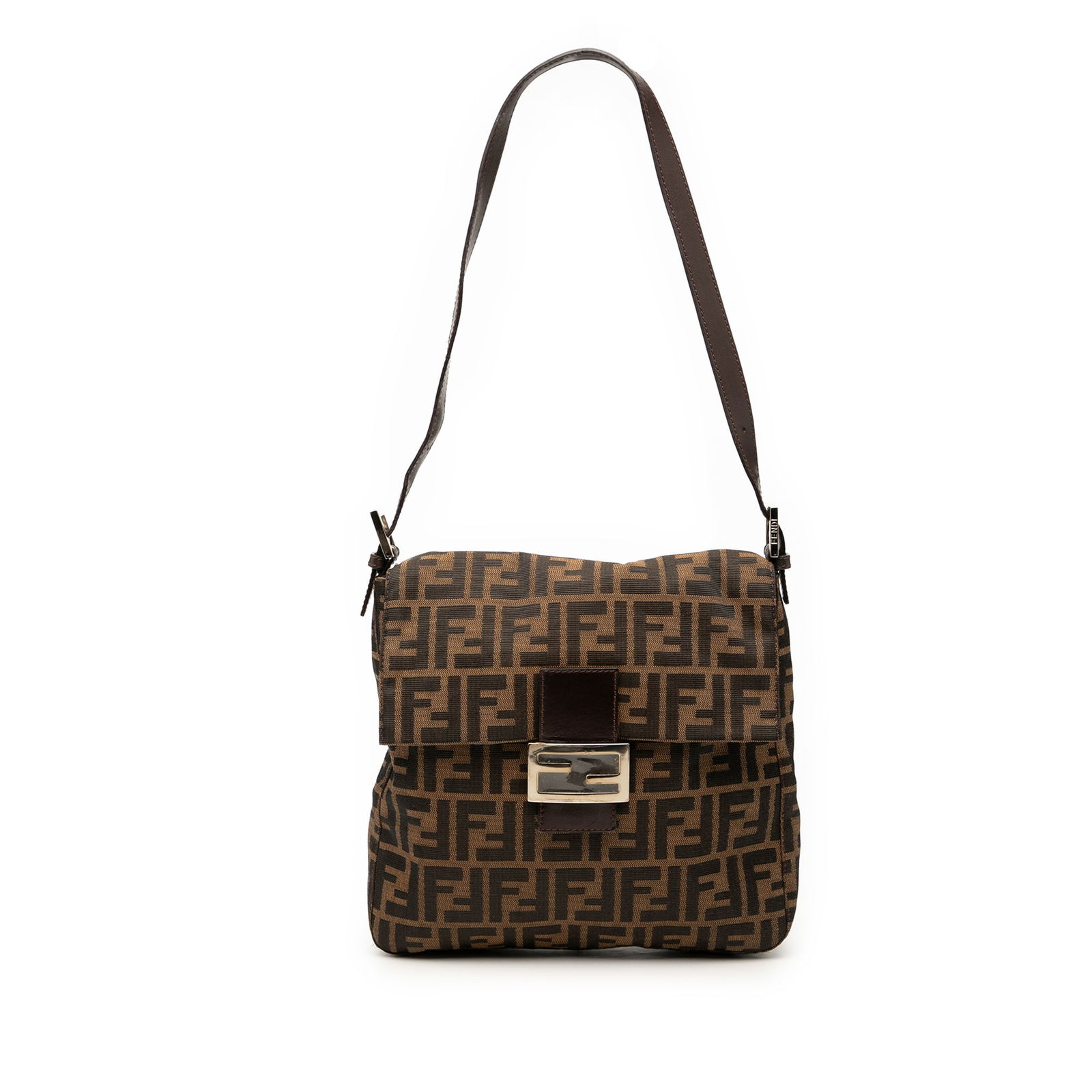 Fendi Zucca Canvas Shoulder Bag Brown Fabric Italy (1 of 7)