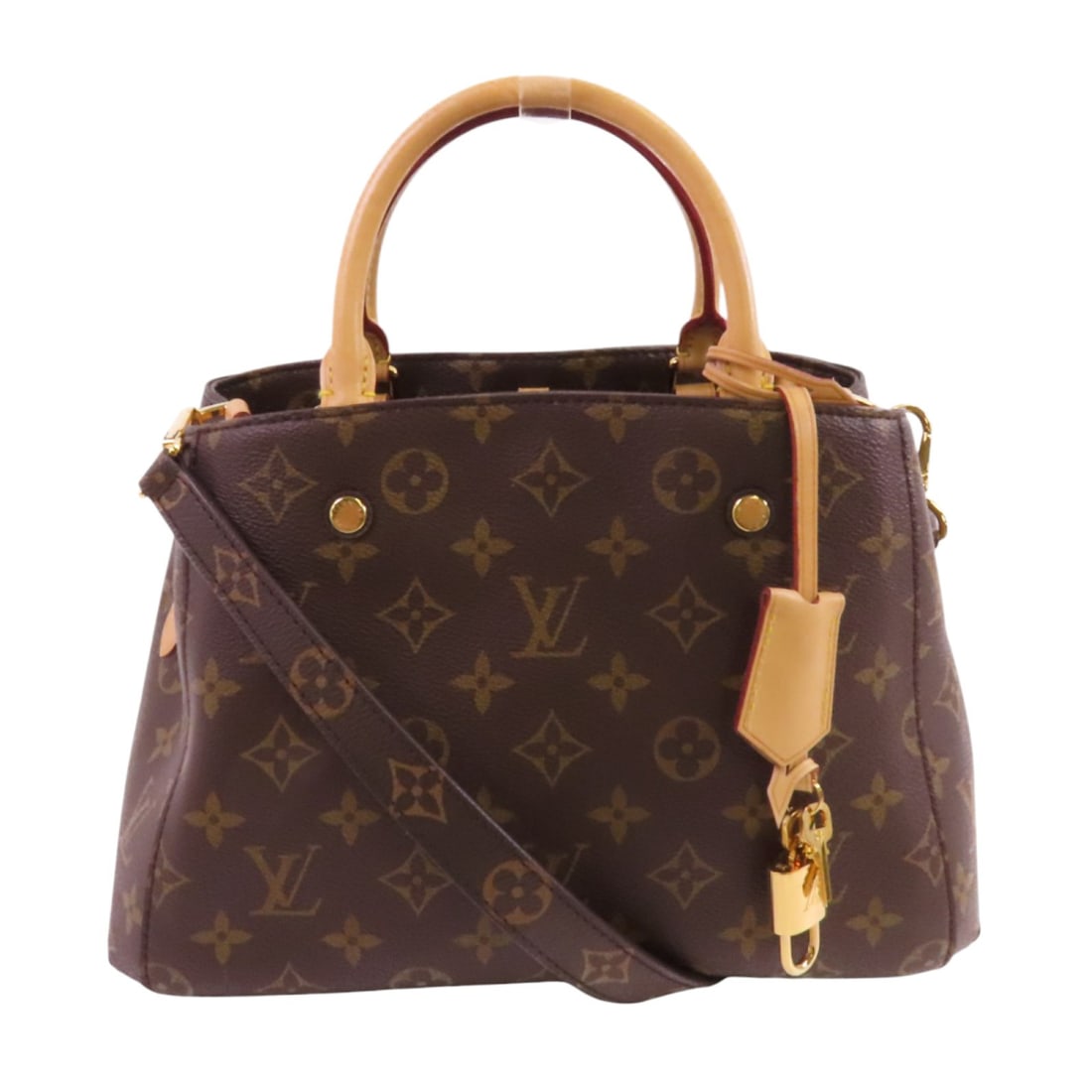 Louis Vuitton Montaigne BB Monogram Canvas Shoulder Handbag with Gold Hardware (1 of 15)