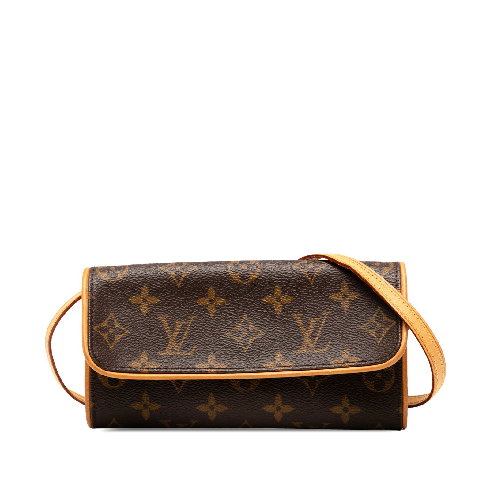 Louis Vuitton Monogram Pochette Twin PM Brown Canvas Bag: Louis Vuitton Monogram Pochette Twin PM Brown Canvas Bag The Louis Vuitton Monogram Pochette Twin PM is a stylish and functional bag crafted from a durable monogram canvas, complemented by vachetta le