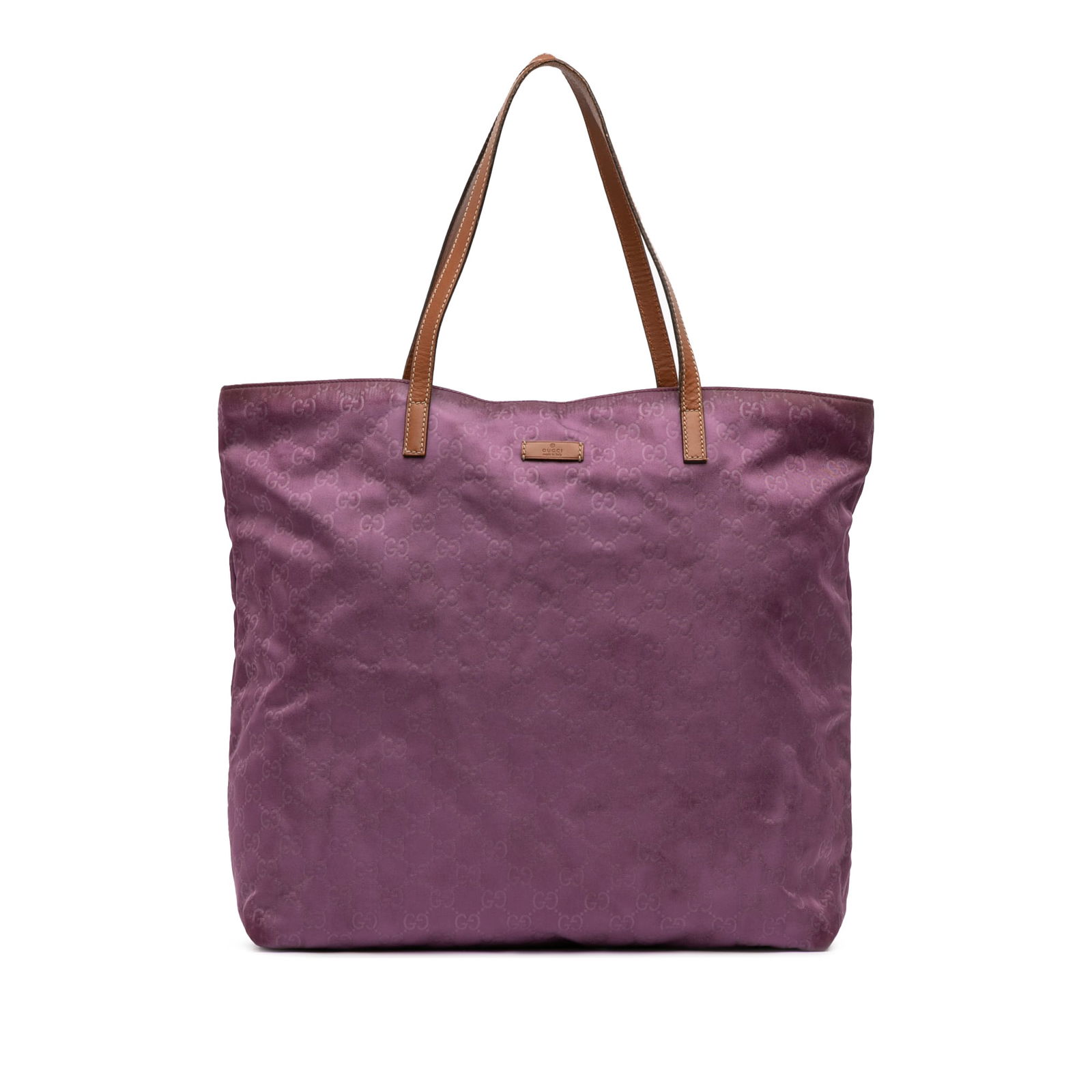 Purple Nylon Tote Bag with Leather Handles by Gucci GG (1 of 11)
