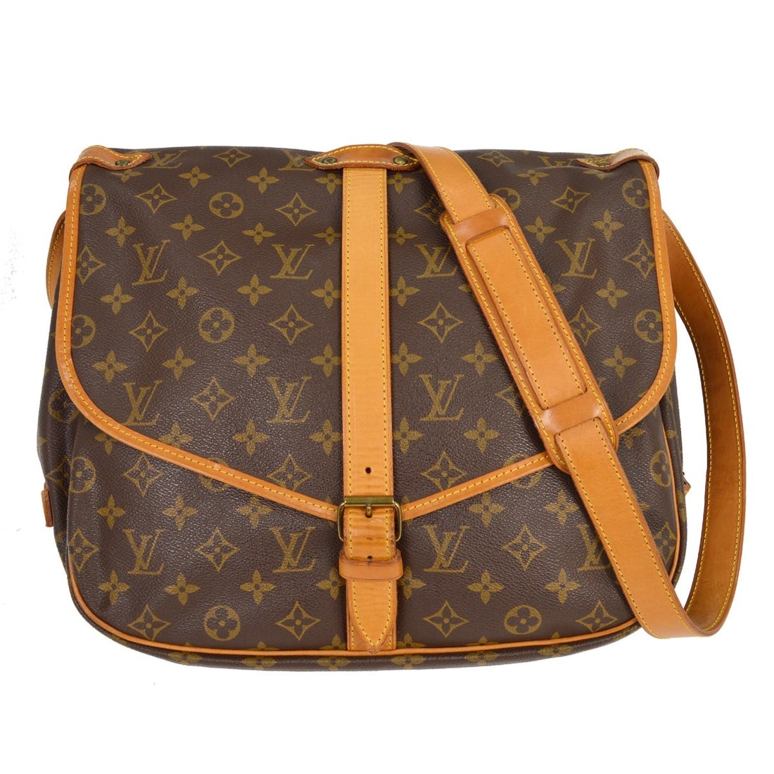 Saumur Shoulder Bag in Brown Canvas by Louis Vuitton (1 of 1)