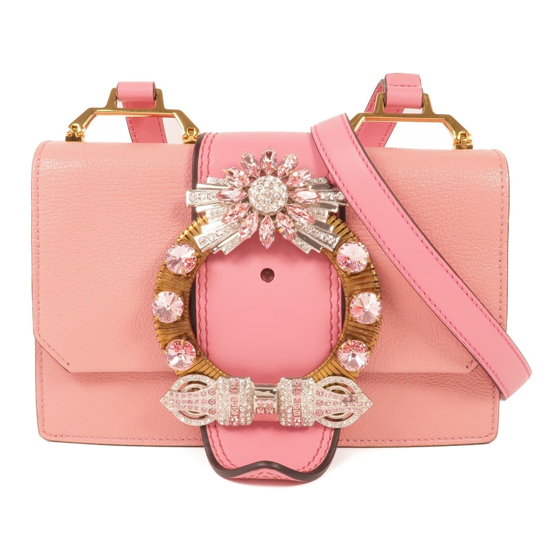Miu Miu Pink Goatskin Leather Shoulder Bag 5BH609 GHW (1 of 18)