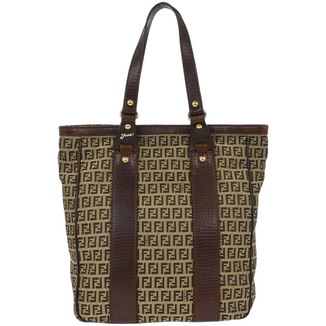 Fendi Brown Canvas Zucchino Tote Handbag 13 x 10 x 5 (1 of 10)
