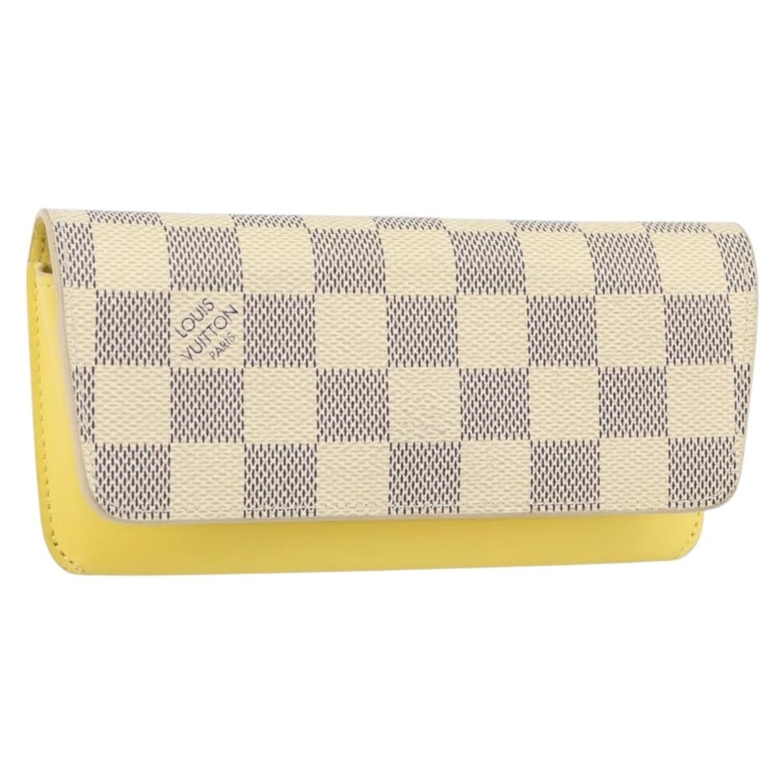 Louis Vuitton Damier Azur Glasses Case GI0388 Authenticated: Louis Vuitton Damier Azur Glasses Case GI0388 Authenticated This authentic Louis Vuitton Damier Azur Etui Lunette Woody Glasses Case is a stylish and functional accessory. Crafted from durable Damier
